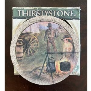 Thirstystone Western Country Cowboy Sandstone Coasters Set 4 New In Box Vintage